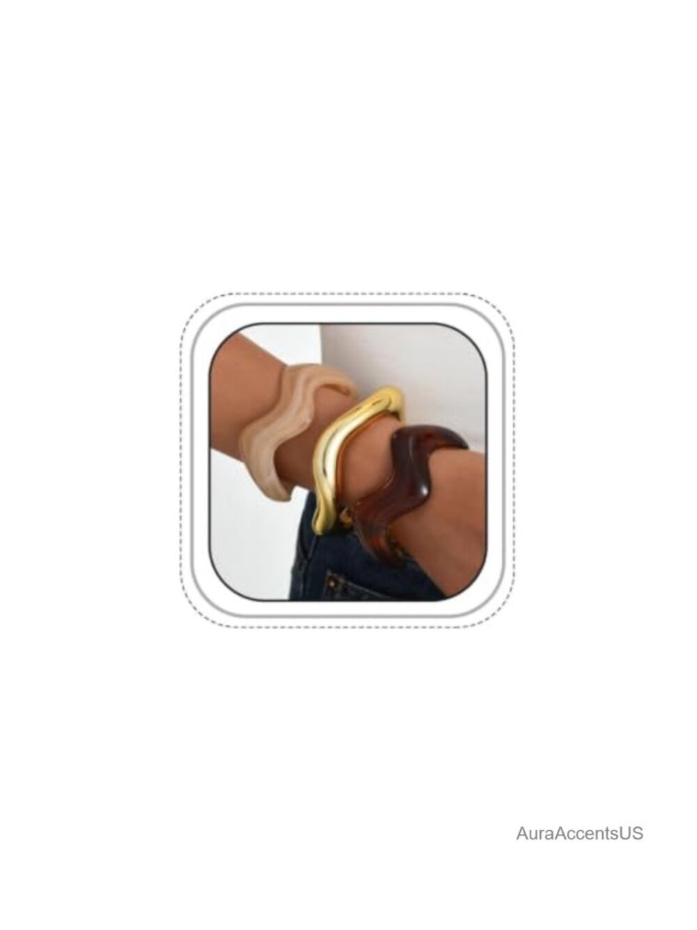 Chunky Acrylic Wavy Cuff Bracelets Set for Women Fashion Jewelry